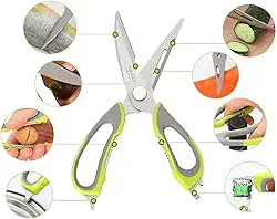 Tesoura De Cozinha Desmontável Aço Inox Cortar Alimentos Frango Peixe Multiuso-Vende Mais (Verde)