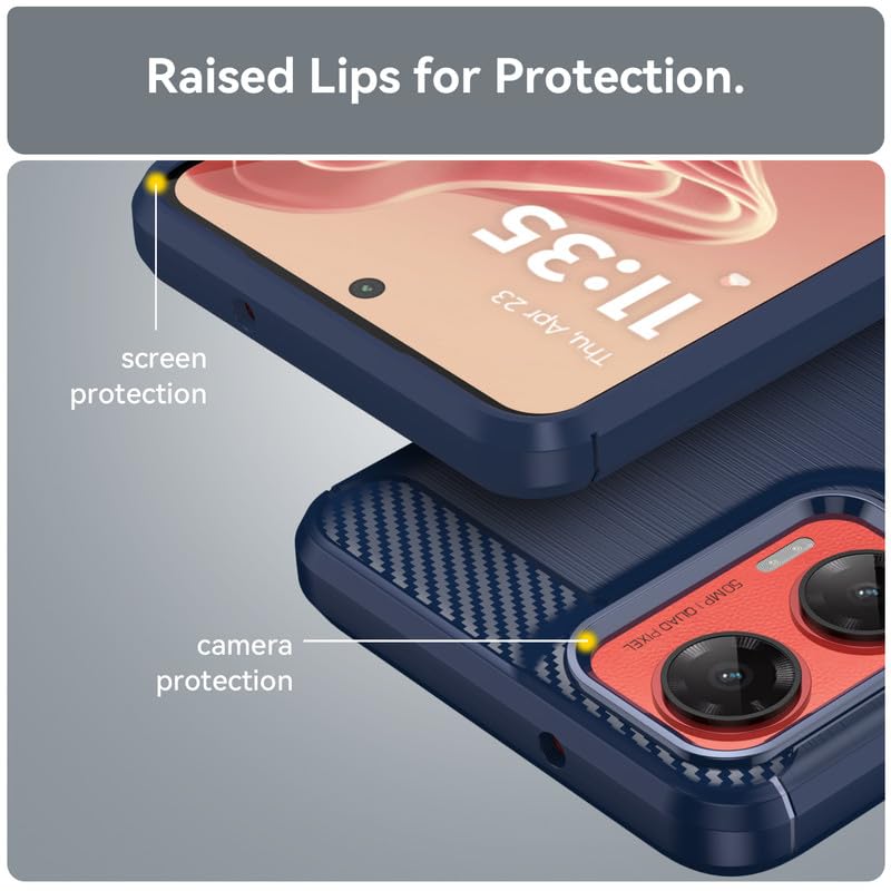 Image of Hybrid Carbon Fiber Back Case for Motorola Moto G35 5G (Blue)