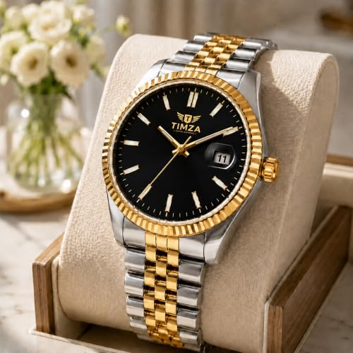 Image of Classic Quartz Watch for Men with Stainless Steel Two Tone Bracelet