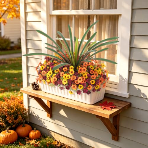 Image of Artificial Fall Flowers Fake Mums Plants for Outdoors Decoration
