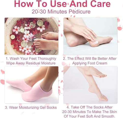 Image of Silicone Socks for Women, anti crack heel repair silicone socks for women, Spa Gel Socks for Women, Silicon Socks, Silicone Socks for Men, Foot Hydration Socks Vitamin E- Multicolour