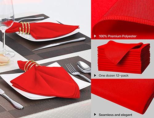 Surmente 17-Inch Polyester Cloth Napkins Linen Dinner Napkins - Set Of 12 For Weddings, Banquets, Or Restaurants (1-Dozen) (Red) #TOP1
