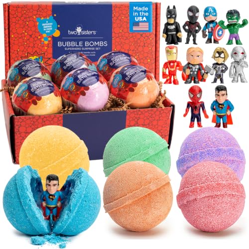 Superhero Bath Bombs for Kids with Surprise Hero Toys...