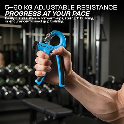 Image of Nivia Hand Grip 2.0 for men and women with 5 to 60 kg adjustable resistance, Steel spring, Anti-slip grip, Durable, Grip For Forearm Strength Training (Blue)