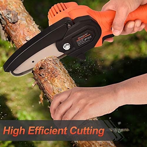 Cordless Mini Chainsaw, GOXAWEE 20V 4 Inch Power Chain Saw, Small Handheld Electric Saw - with 2Ah Battery / Charger / Replacement Chain for Wood Cutting, Farming, Garden, and Courtyard Tree Trimming