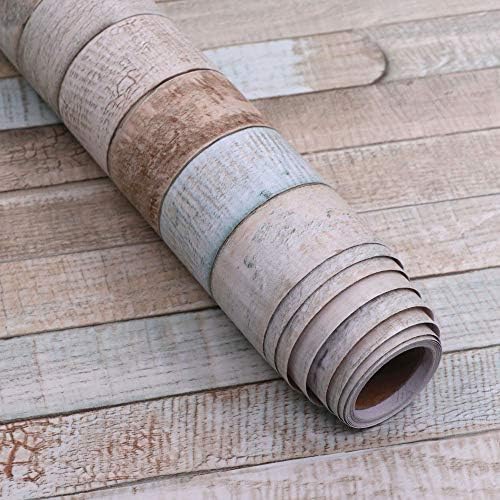 17.7 in X 118 in Wood Wallpaper Self-Adhesive Peel and Stick Removable 3D Cleanable Vinyl Wood Board Wallpaper for Furniture Bedroom Kitchen Cabinets Decorative Paper Shelf Paper