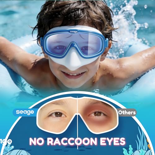 Image of Seago Kids Swim Goggles 2 Pack for 3-12, Anti-Fog Clear View,Toddler Goggles with Nose Cover Swimming Goggles