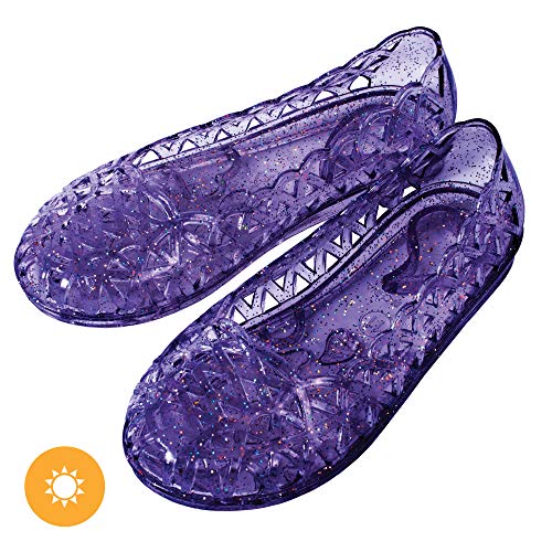 Del Sol Color-Changing Jelly Shoes - Princess Slipper - Changes Color from Clear to Purple in The Sun - Sturdy and Stylish, Made from USA Certified PVC - Kids 102