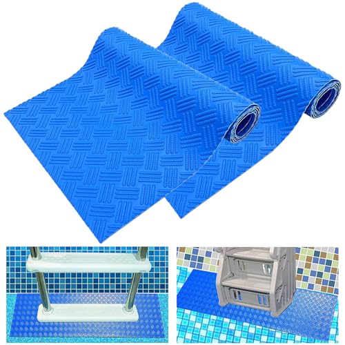 Bekeify 2 Rollos 23×90cm Alfombrilla Antideslizante para Escaleras de Piscina PVC Alfombrilla Escalera Piscina con Textura Antideslizante Alfombrilla para Zona Húmeda Interior y Exterior