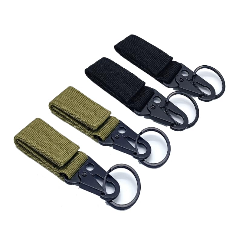 Utypee Tactical Gear Clip - belt clip - tactical gear -military gear - SecureLock Aluminum Carabiner - Lightweight, Durable with Screw-Lock Security (4 pcs, 2 black and 2 army green)