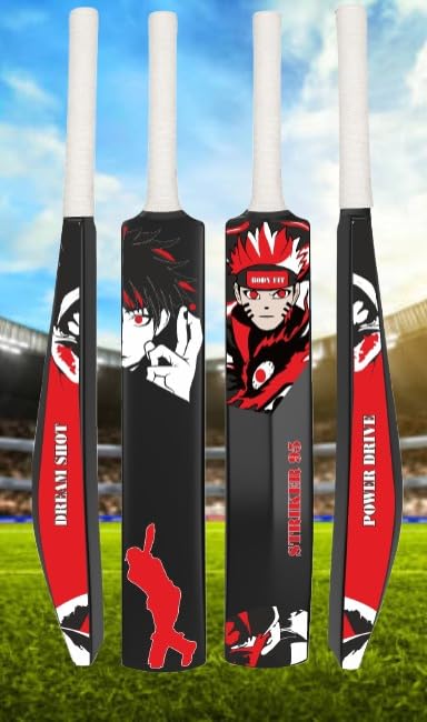 Image of Bodyfit Heavy Duty Plastic Premium Cricket Bat for Men, Women & Children | Lightweight| Full Size| | Hard Plastic Bat| Premium Cricket Wicket Set l 3 Stumps+2 Bails+1 Stand Set.(Red)