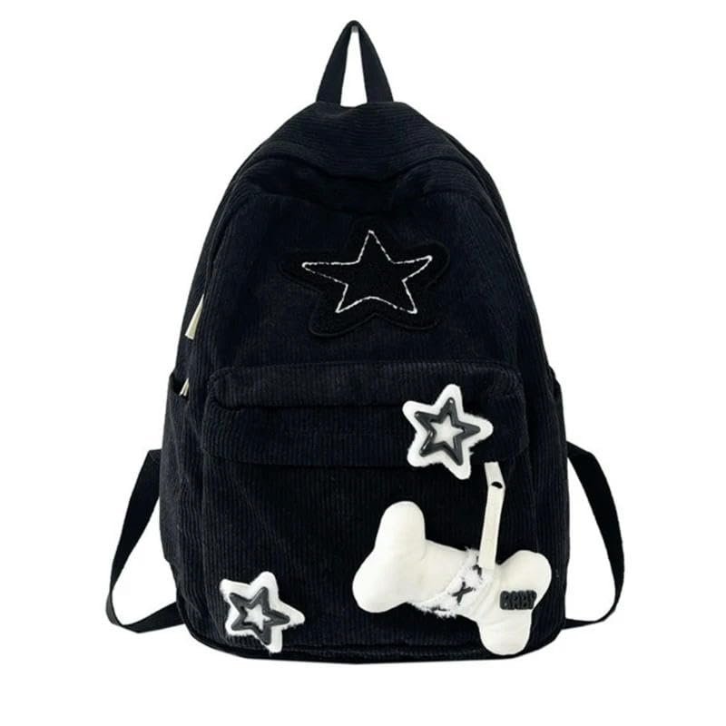 Cartable pour fille en velours côtelé durable avec motif étoile brodé, qualité supérieure