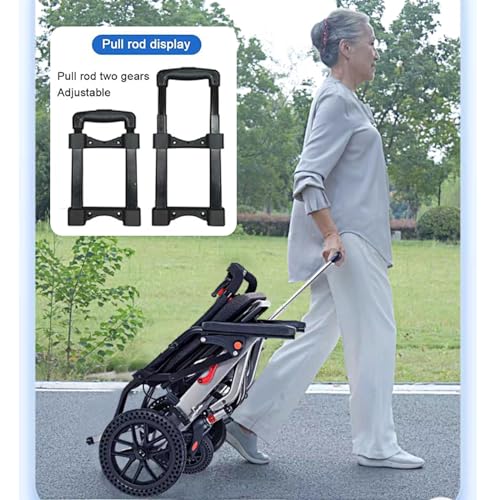 Silla de ruedas de aluminio portátil ligera con freno de mano, silla de ruedas plegable para adultos, ruedas traseras de 8 pulgadas