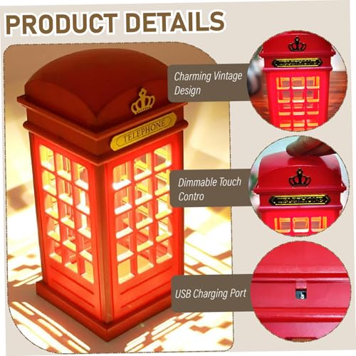 Lámpara de mesa vintage cabina telefónica Londres luz amarilla cálida miniatura 4