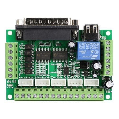 5 Axis CNC Interface Adapter Breakout Board for Stepper Motor Driver Mach3 + USB Cable