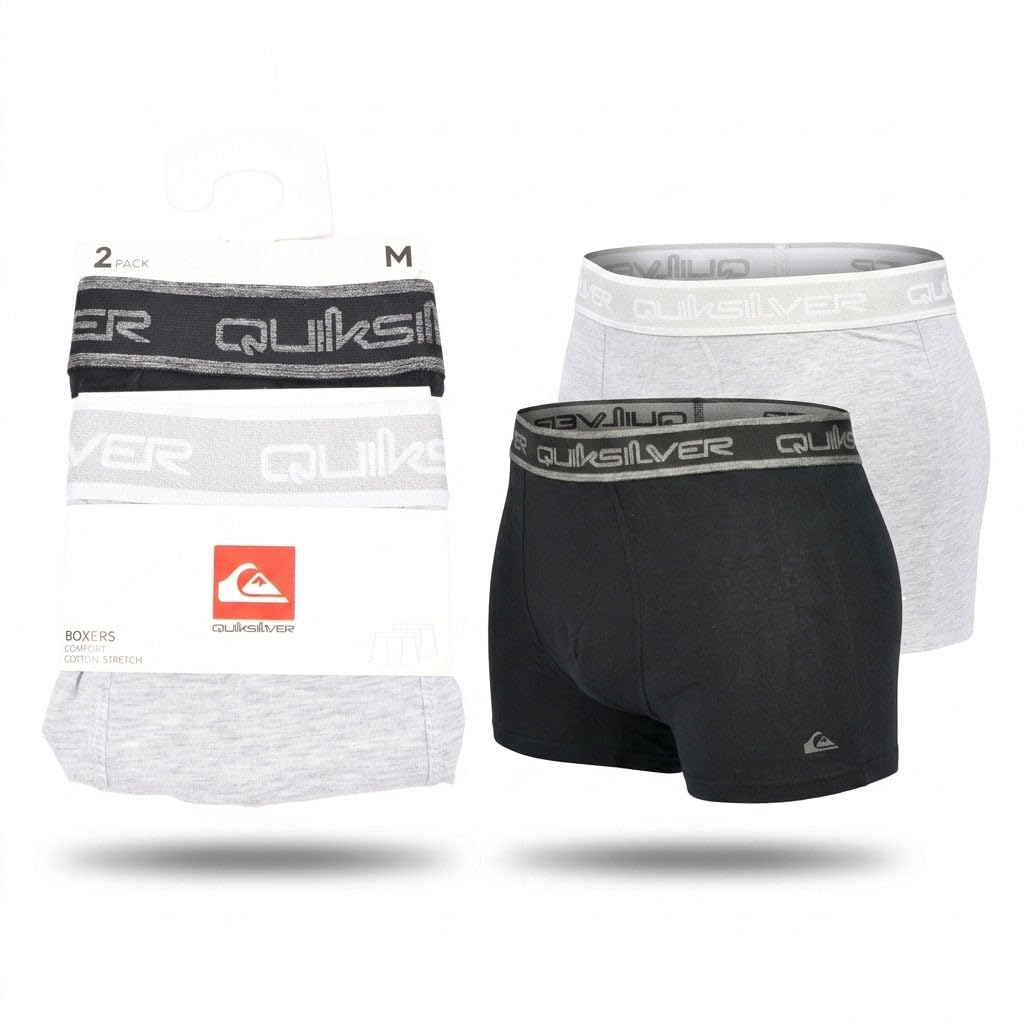 Quiksilver - Confezione da 6 boxer da uomo in cotone elasticizzato con logo