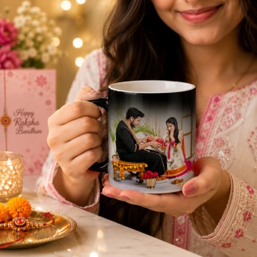 Image of Personalized Photo Mug Gift Combo for Boy, Girl, Husband, Wife, Brother Sister Friends & Family - Custom Coffee Mug | Gift Hamper for Every Occasion. (Rakshabandhan)
