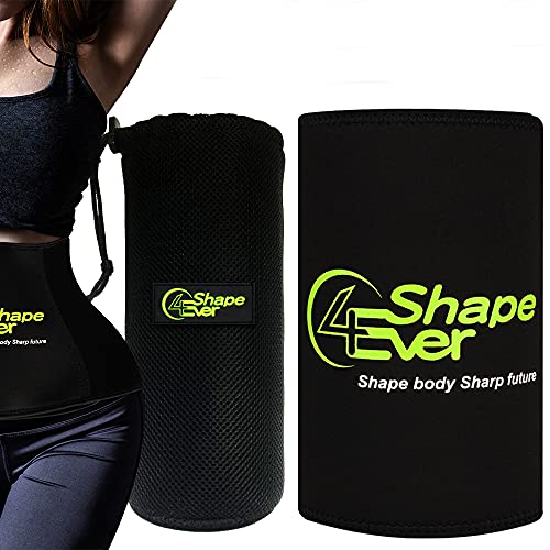 4EverShape Taillentrimmer Trainer für Damen und Herren, Schweißgürtel, Neopren-Schweißwickel für Bauch, Sauna, Übung, Netztasche im Lieferumfang enthalten (S) Cover