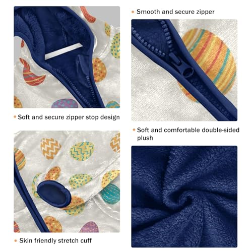 CHIFIGNO Colorful Easter Eggs Stripes Toddler Boy Zip up Hoodie Fleece Jacket for Fall Winter 3T3