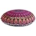 Stylo Culture Decorativo Indio Bohemio Redondo Cojines De Suelo Jardin Impreso Funda De Almohada Cojin Suelo Exterior Rosa Púrpura 80x80 cm Algodón Pavo Real Mandala Pom Pom Funda De Cojin