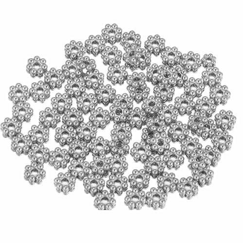 GVEKJ 50 pezzi distanziatori in acciaio inossidabile a forma di fiocco di neve, perline distanziatrici placcate in oro per gioielli fai da te, braccialetti, S4,0 mm