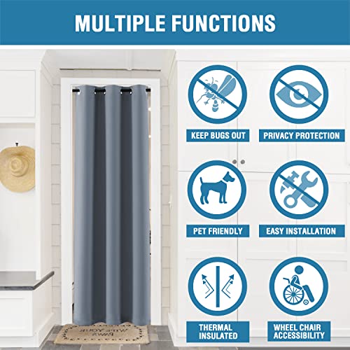 Image of H.VERSAILTEX Doorway Curtain Blackout Closet Door Curtain Room Divider Window Treatment Curtain for Bedroom Thermal Insulated Privacy Drape Soundproof Grommet, 42 x 80 inches, 1 Panel, Stone Blue
