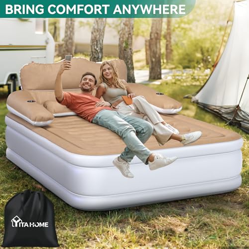image for YITAHOME FullXL Size Air Mattress with Headboard, 18in Inflatable with