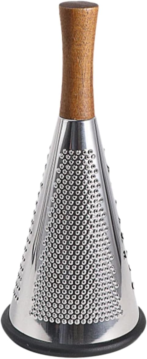 Stainless Steel Vegetable Grater with Wood Handle Cone-Shaped Manual Cheese Shredder Multipurpose Kitchen Gadget for Cheese Chocolate and Fruit