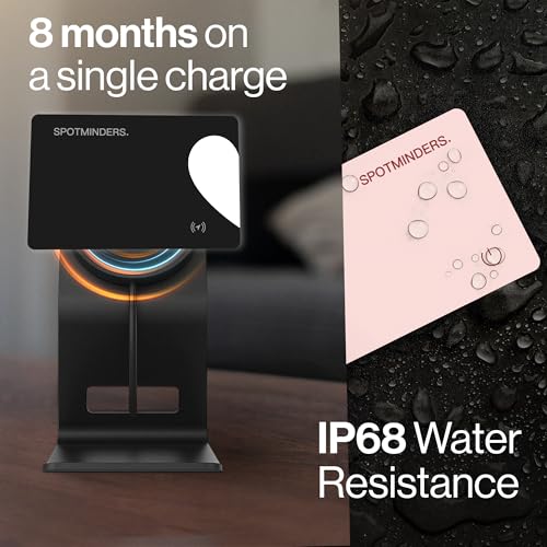 Image of SPOTMINDERS Apple MFi Certified Wallet Tracker 2-Pack Black & Pink (iOS Only) Travel Pack for Couples 0.07in Works with Apple Find My Rechargeable Tracking Card Slim Item Finder for Luggage, Passport