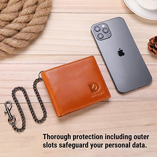 Wallet with Chain for Men, RFID Blocking Genuine Leather Bifold Wallet with Sturdy Chain (Brown)4