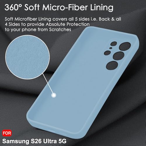 Image of TheGiftKart for Samsung S26 Ultra Case, Liquid Silicone Cover, Soft Micro-Fibre Lining Inside, Raised Edges for Camera & Screen Protection, Shockproof Galaxy S26 Ultra Back Cover (Silicone, Blue)