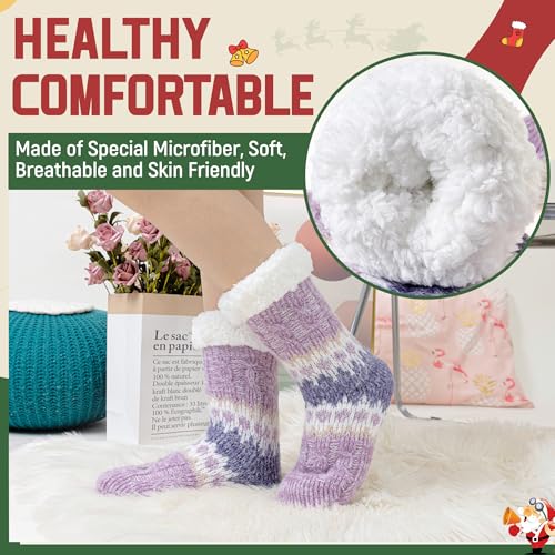 DoSmart Women Slipper Socks Non Slip Fluffy Winter Warm Thick Thermal Cozy Cabin Soft Fleece Home Grips Socks2