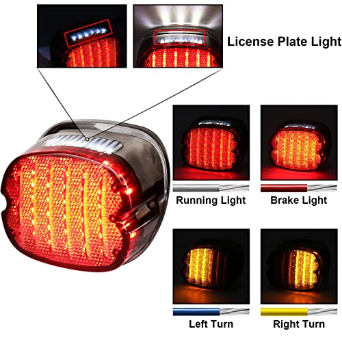 Pxpart Led Tail Light Smoked Lay Down Type Rear Brake Turn Signal Light With License Plate Light For Harley Sportster Dyna Road King Electra Glides Flst Super Glides Street Bob #TOP1