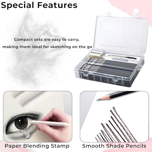 Image of Sketch Pencil Set of 27 Pieces - Drawing Pencil Set and Shading Pencil Set for Artists, Perfect Sketching Kit of Charcol Pencil and Shading Art with Carry Box (MFP1227)