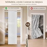 Jilron Składana zasłona na drzwi z drążkiem teleskopowym, składane drzwi bez wiercenia dla najemcy, drzwi wewnętrzne, ochrona przed spojrzeniami, łatwy montaż do korytarza, garderoby i szafy (biała