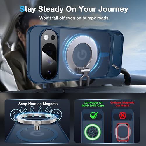 Image of for Google Pixel 10 Pro XL Case with MagSafe [Invisible Kickstand] [Charge While Standing] [Military Shockproof]Translucent Matte Soft Silicone Bumper for Pixel 10 Pro XL Phone Case Slim, Blue