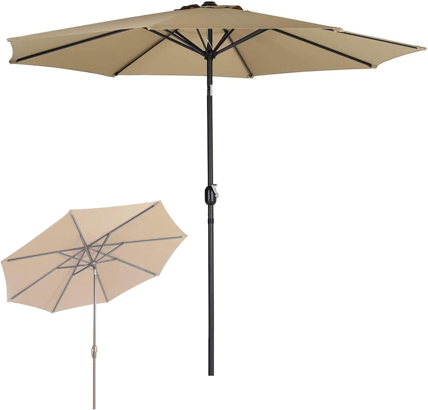 LSLYTQ 1pcs, Garden Sun Parasol, Round Heavy Duty Outdoor Sun Umbrella with Tilt Function, Wine Red, Dark Green, Beige, Khaki, D2.7M*H2.5M, for Backyard Pool Market Balcony, Patio Umbrella good