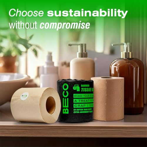 Image of Beco Toilet Tissue Rolls | 3-ply, 1920 Pulls (160 x 12 Rolls) | Tissue Paper Roll, Toilet Paper Roll - Eco Friendly, Soft & Highly Absorbent, 100% Natural Bamboo, Chemical-Free, Hypoallergenic