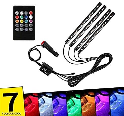 12 LED Multicolor Music Controlled Sound Activated for Car Interior Atmosphere Light (Works with All Cars)