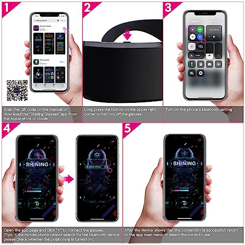 Lunettes LED programmables Bluetooth Victop avec animation texte et graphisme pour soirée - 5