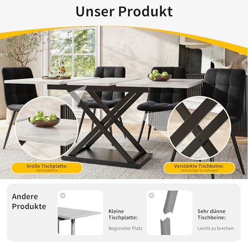 Table à manger extensible 120-160 cm blanche et pieds noirs - 3