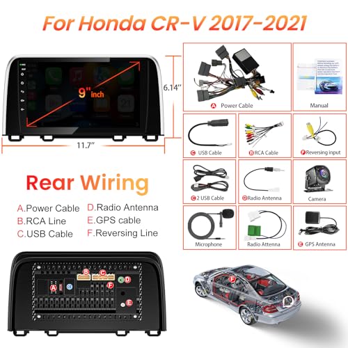 Android 13 Car Radio Upgrade for Honda CRV 2017 2018 2019 2020 2021, 9" Touchscreen with Wireless Carplay Android Auto,Car Stereo Bluetooth Navigation GPS WiFi FM Backup Camera 8 croe Head Unit,4+64G by electrosmart - Image 7