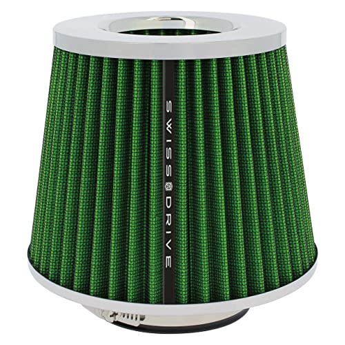 S SUMEX Filtro de Aire Universal para Coche Incluye 4 Adaptadores 60mm 65mm 70mm 77mm Filtro deAire Abierto Entrada Alto Flujo Limpiador de Aire Color Verde