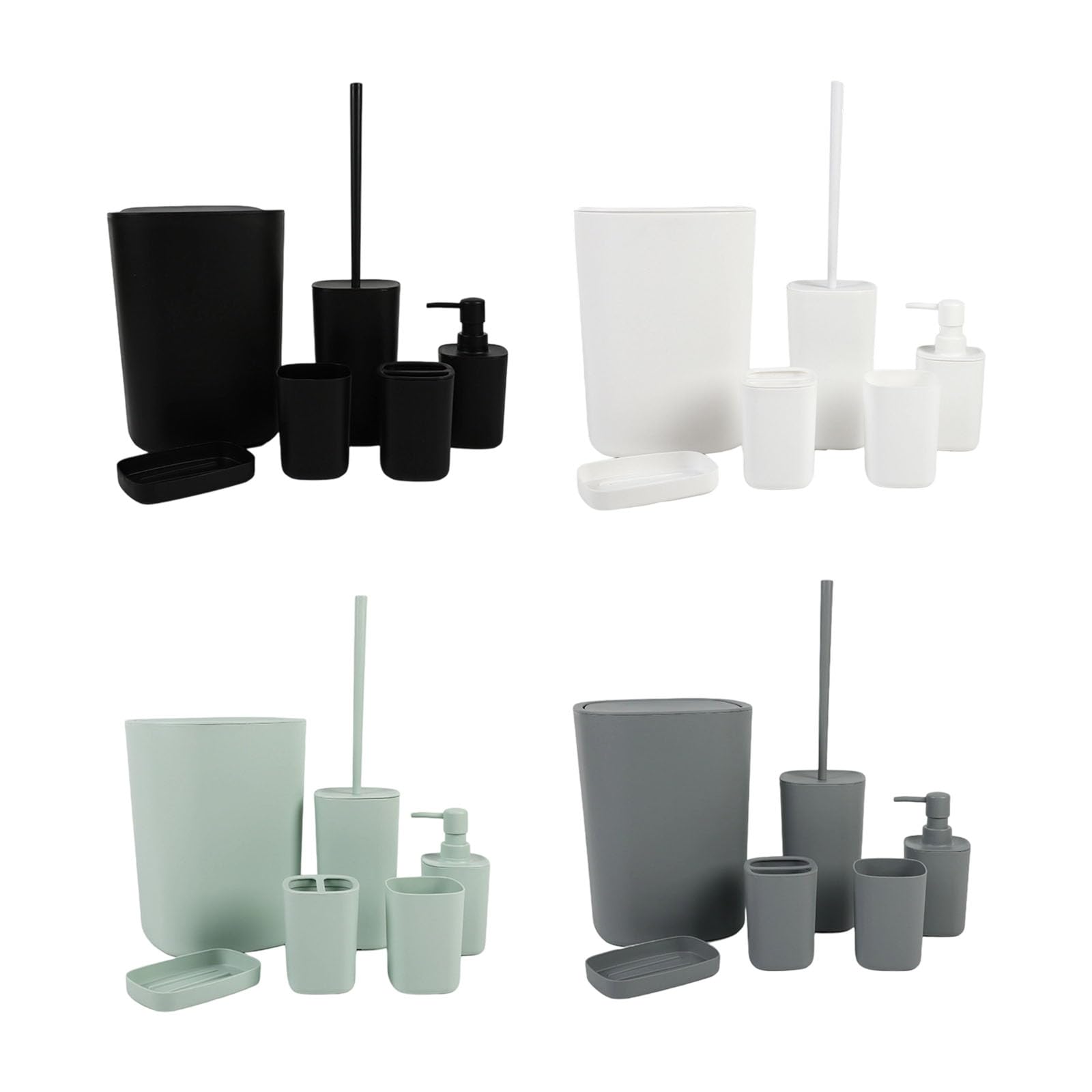 Juego de almacenamiento impermeable de 6 piezas, incluye estante para cepillos de dientes, cesta de basura para decoración familiar, buen juego con cubo de basura