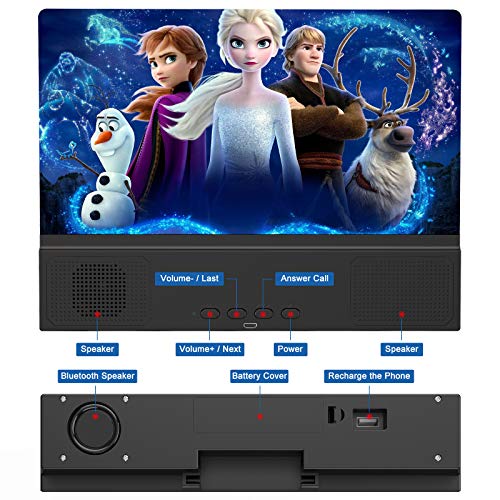 12" Phone Screen Magnifier With Bluetooth Speakers - 3D Hd Magnifying Projector Screen Enlarger For Movies, Videos, Games - Foldable Cell Phone Stand With Screen Amplifier - Supports All Smartphones #TOP2