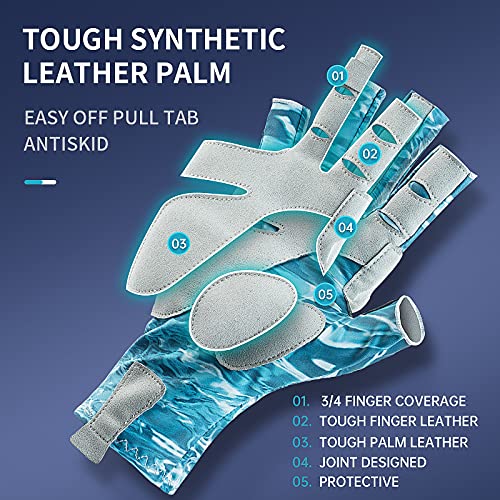 Fishing Gloves For Men Women Gifts Upf50+ Sun Uv Protection Kayaking Rowing Paddling Fish Handling Saltwater Freshwater (Blue, Large-X-Large) #TOP1