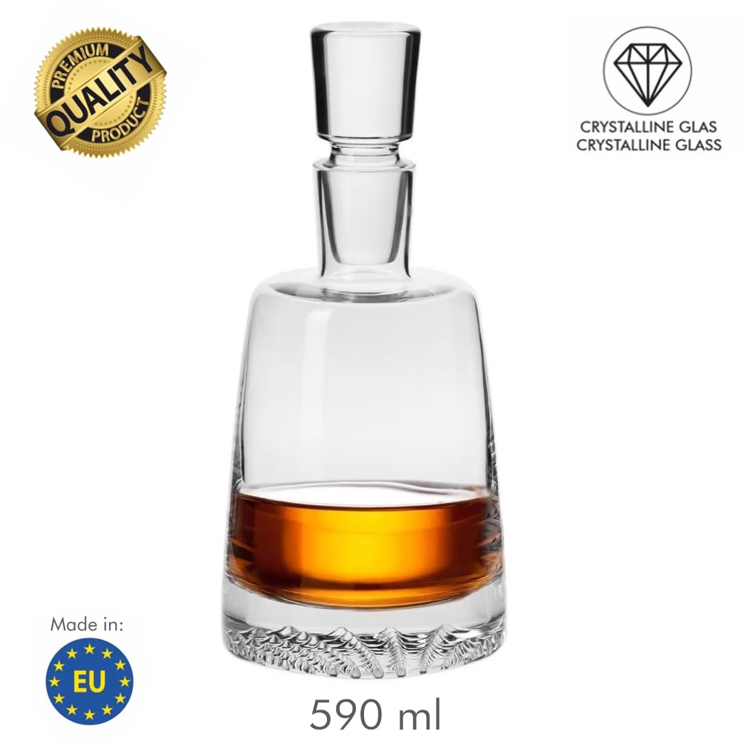Whisky Set Dekanter 950 ml + 6 Stück Whiskygläser 300 ml - Whiskey Karaffe - Geschenk für Mann - Glaeser Geschenkset - Glaskaraffe Alkohol