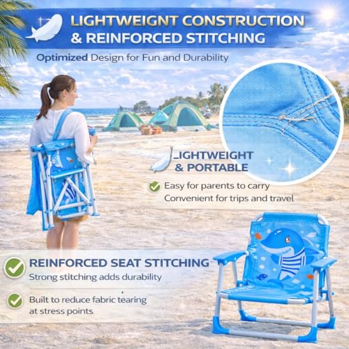 Image of ARUP Folding Kids Chairs Practical Portable for Garden, Outside Trips, Beach, Fishing, Hiking, Camping, Furniture Lawn, Pool, Travel & Outdoor Chair
