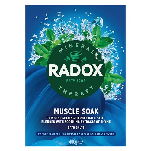 Radox Mineral Therapy Bath Soak Muscle Soak uniquely blended with minerals, herbs & a soothing thyme fragrance Bath Salts for a relaxing bath 400 g