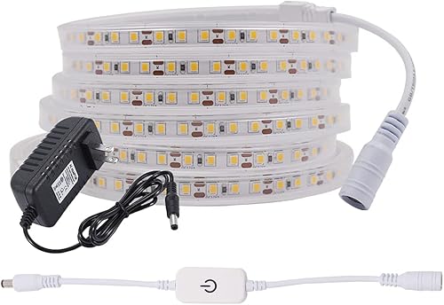 XUNATA Tira de luces LED, 6500 K, color blanco frío, tira de luces LED SMD 2835, tira LED SMD 2835, DC 12 V, 120 LEDsM, 6.56 pies6.6 ft, tiras de